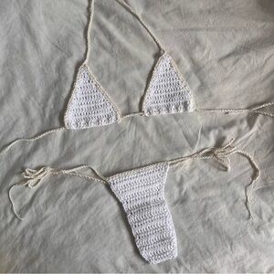 handmade crochet white and cream bikini set
